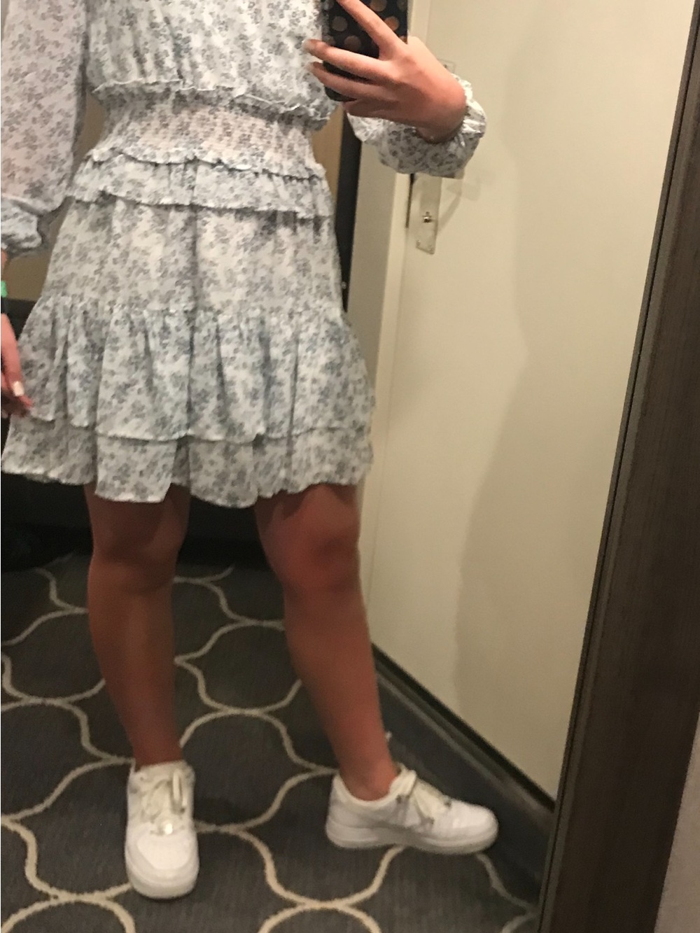 Callie Mac Blue Floral Smocked Waist Dress - Picture 3 of 3